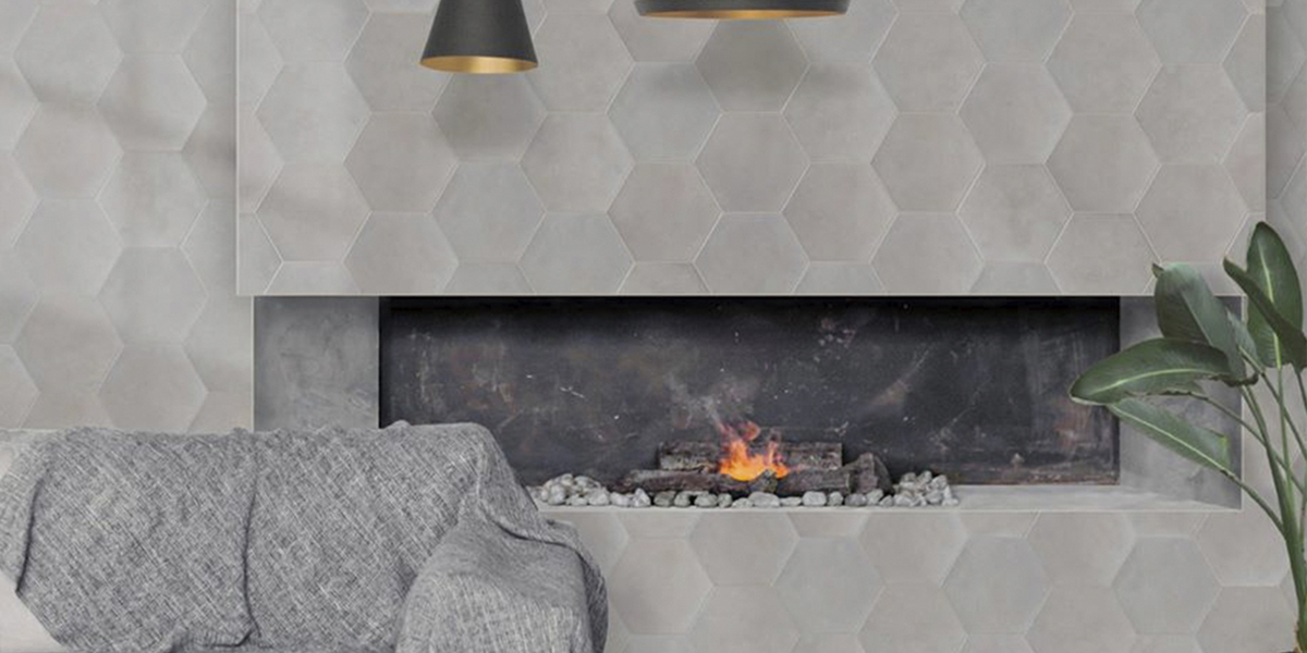 Azulejos Hexagonales Porcelanato Cemento 