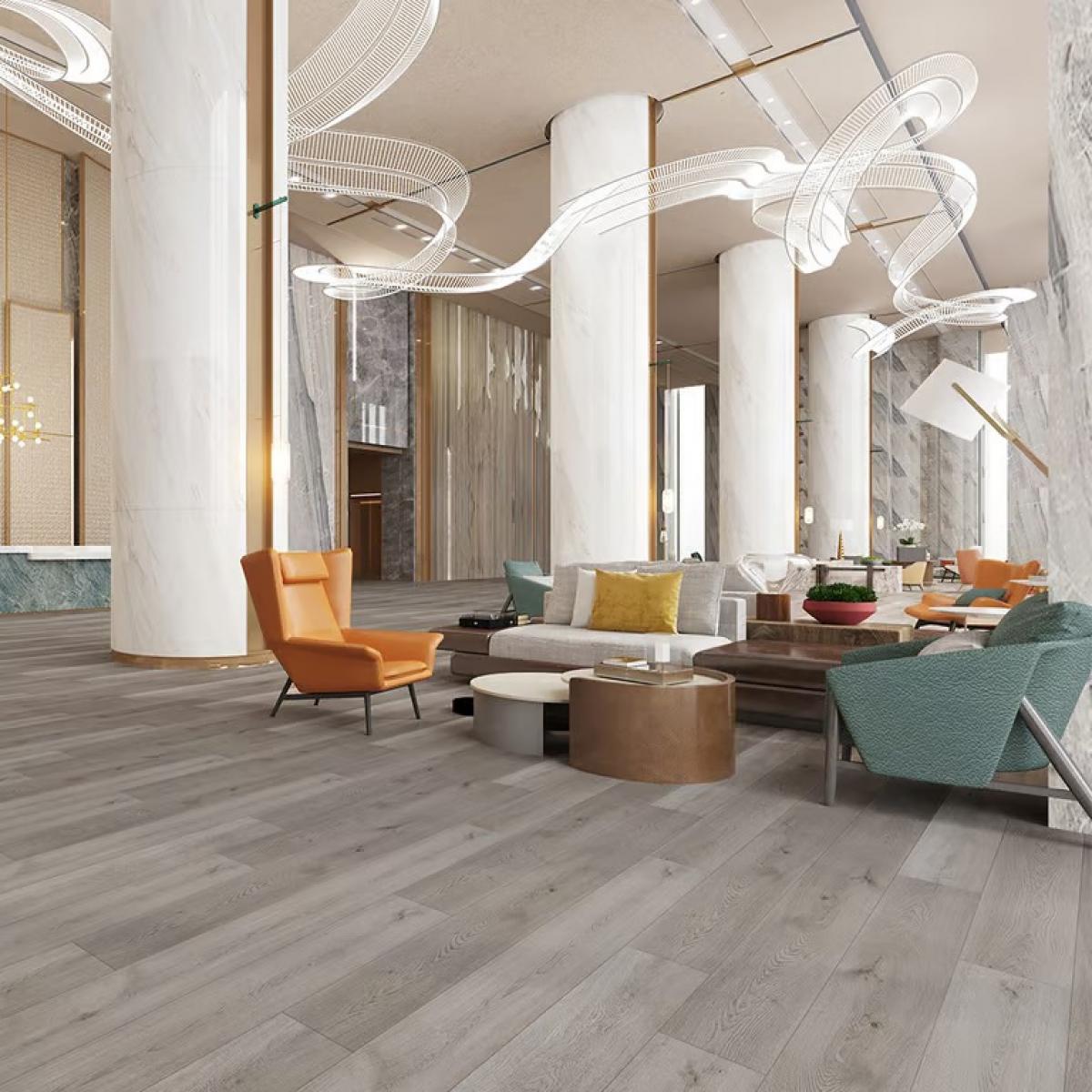 Piso SPC Vinílico Símil Madera SPC Click Roble Siena 5mm  manta | Vedek Revestimientos