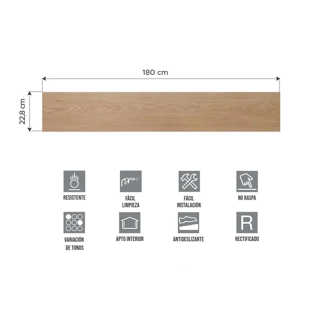 Piso SPC Vinílico Símil Madera SPC Click Roble Tívoli 5mm con manta | Vedek Revestimientos