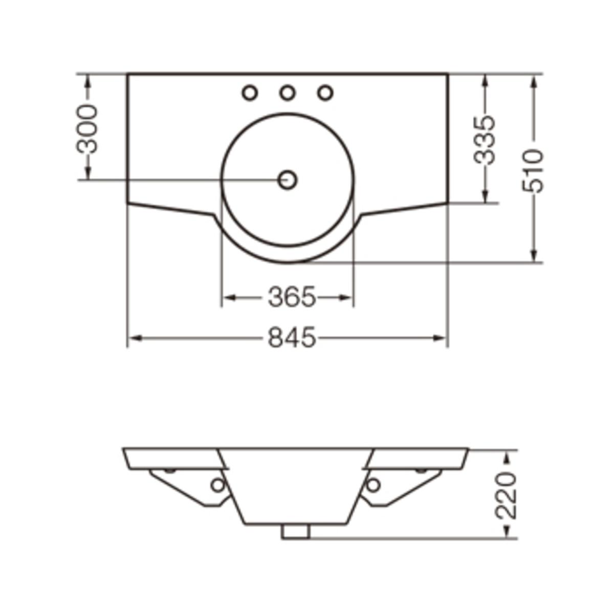 Lavatorio 85 cm 3 agujeros Ferrum - Línea Marina | Vedek Revestimientos
