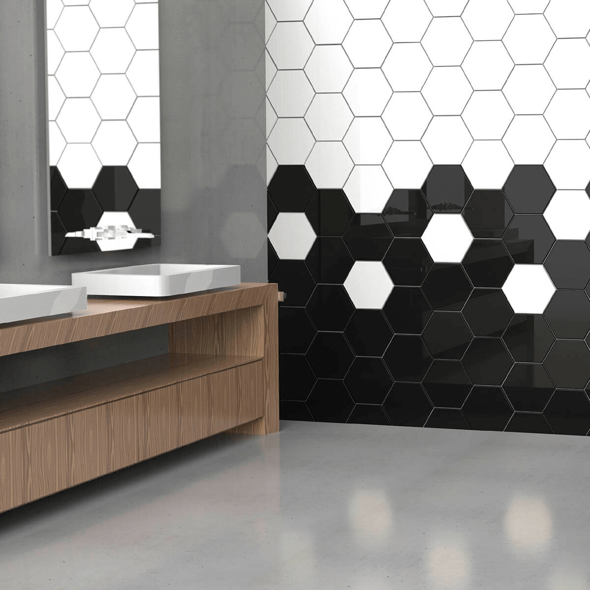 Cerámica Hexagonal Negro Mate